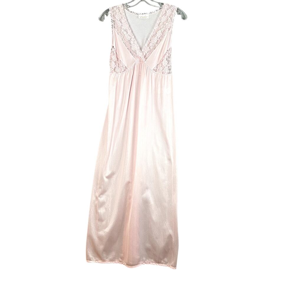 Vintage 90s Cachet Slip Dress Womens M Pink Lace Coquette Romantic‎